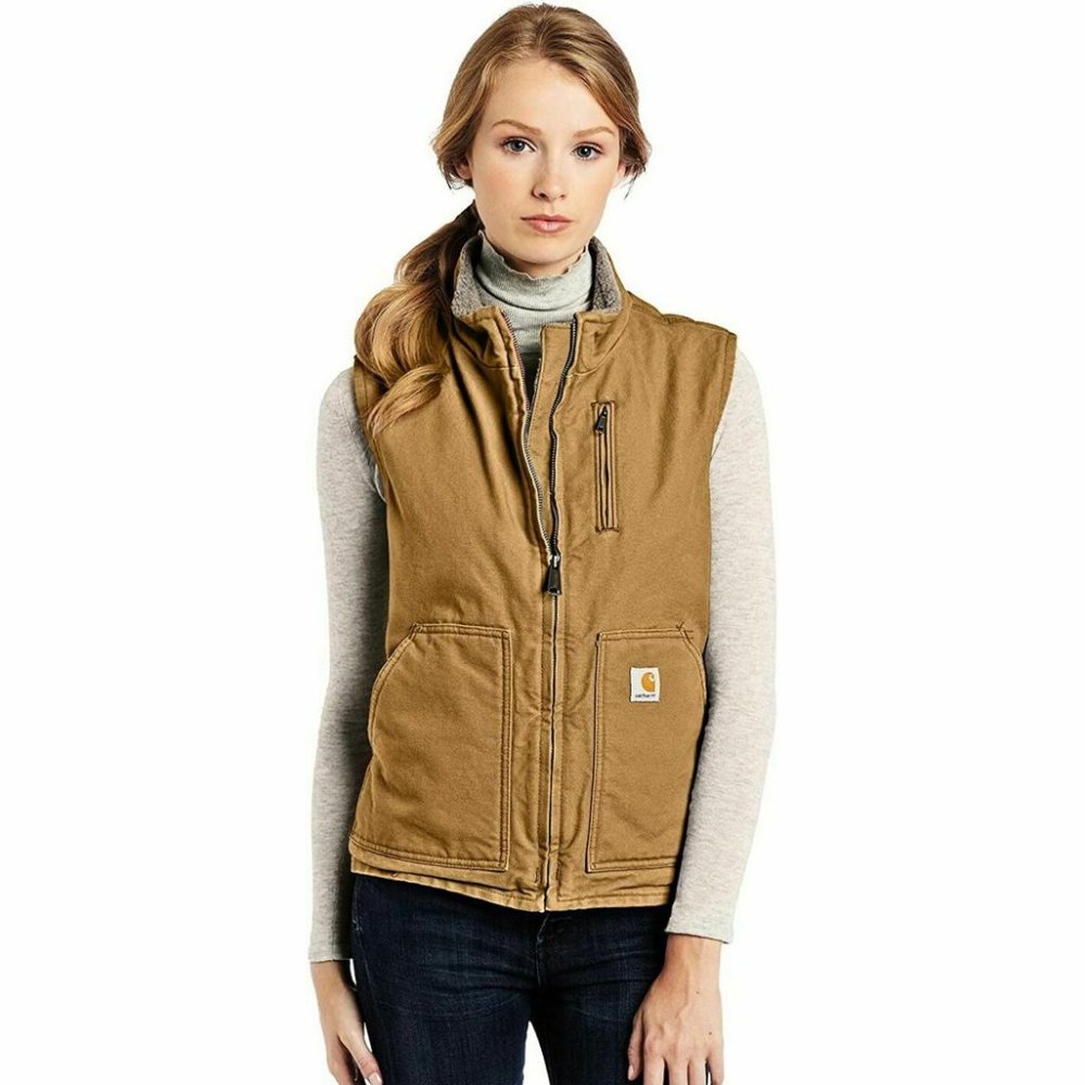 Carhartt WV001 Carhartt Brown Sherpa Lined Vest Sm